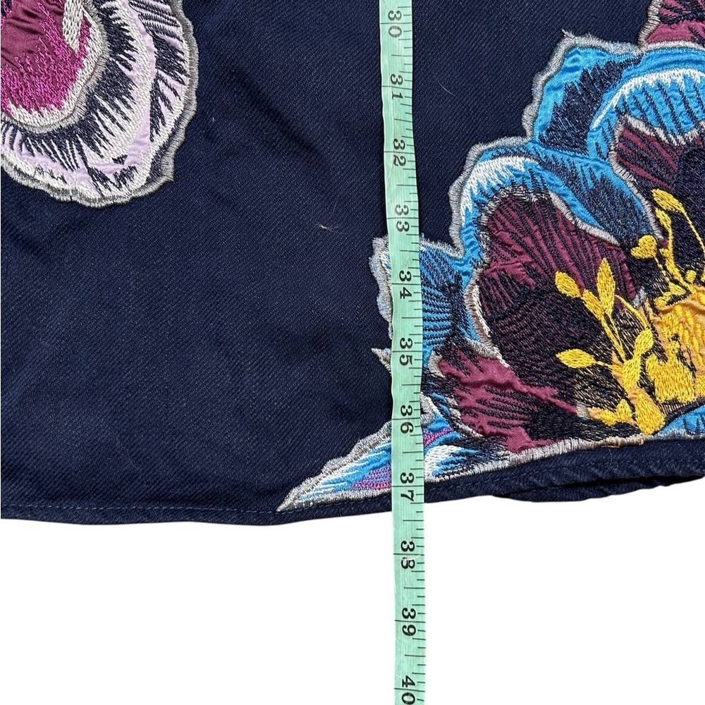 Anthropologie Maeve Posie blue floral embroidered shift dress size large linen - Picture 10 of 11
